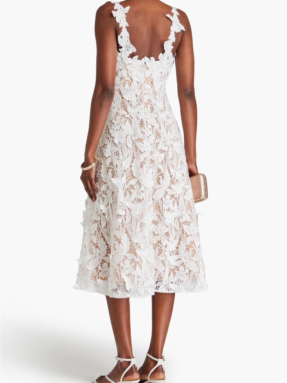 Marchesa Notte Flared guipure lace midi dress - Picture 3 of 6